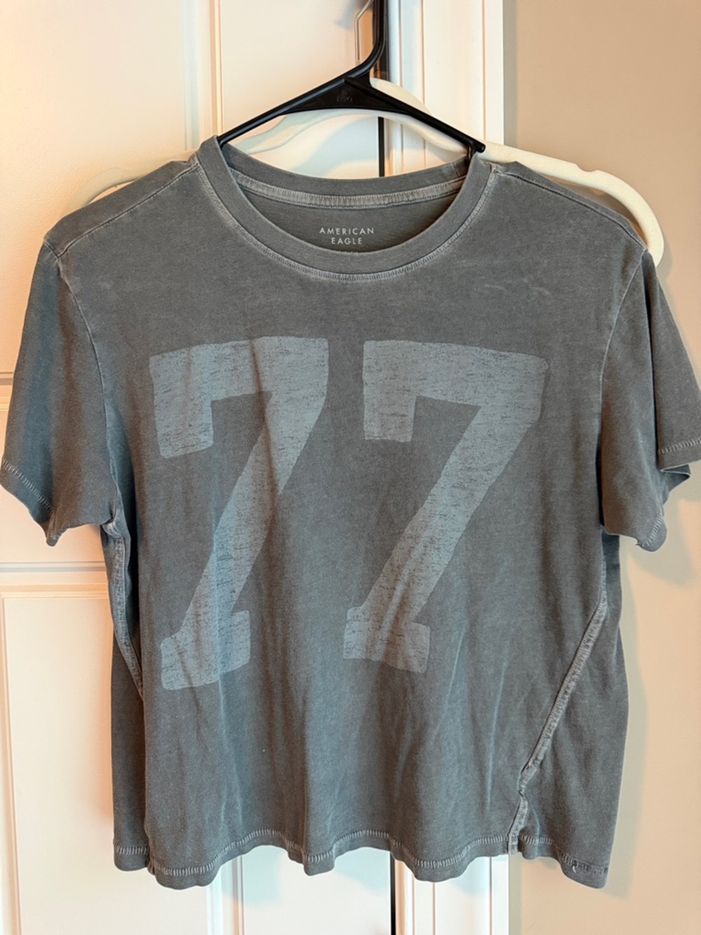 American Eagle Outfitters Gray Washed '77 Graphic Short Sleeve Tee